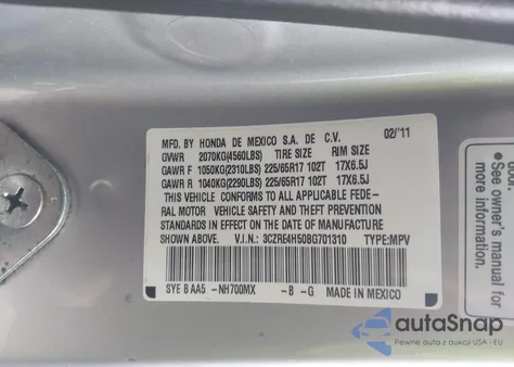 2011 Honda Cr-V Ex z USA, uszkodzony, nr VIN 3CZRE4H50BG701310